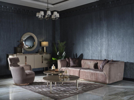 Sofa-Set Polstersofa Stoffsofa Dräisëtzer Sofa 3 Sëtz Fotell Gro