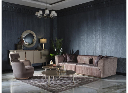 Sofa-Set Polstersofa Stoffsofa Dräisëtzer Sofa 3 Sëtz Fotell Gro