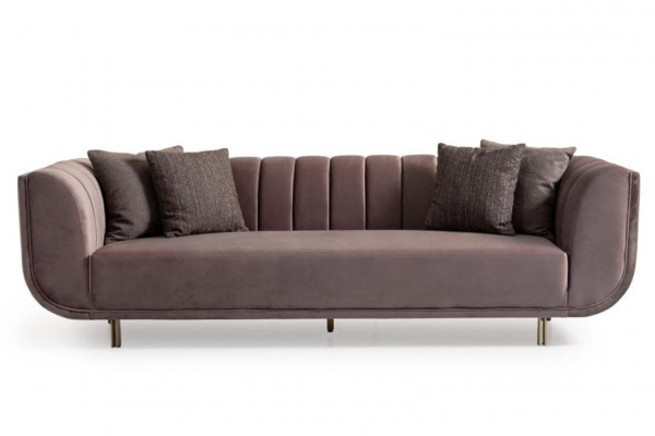 Modern Dräisëtz Couch Sofa Polstersofa Stoffsofa Lila, 3-Sëtz, Nei