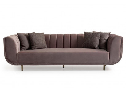 Modern Dräisëtz Couch Sofa Polstersofa Stoffsofa Lila, 3-Sëtz, Nei