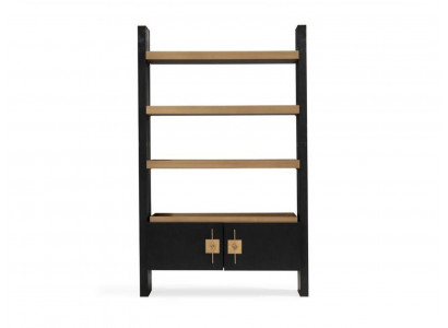 Design Schaf mat Regaler Schänk Holz Schwarz Gold Holzschaf
