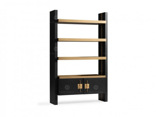 Design Schaf mat Regaler Schänk Holz Schwarz Gold Holzschaf