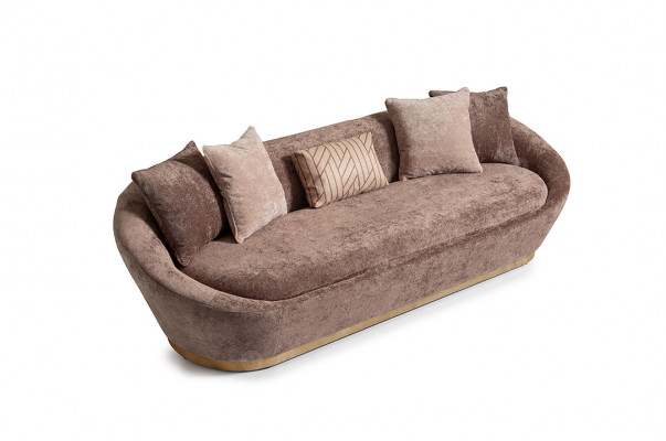 Dräisëtzeger Sofa 3-Sëtzer Stoffsofa Beige Luxus Polstersofa Canapé Stoff