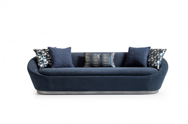 Modernen Dräisëtzer Sofa 3 Sëtz Stoffséi Blo Polstersofa Couch Stoff