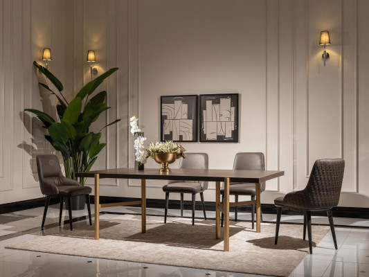 Iessdësch Iesszëmmerdësch Dësch Iesszëmmer Holz Brong Modern Gold Design