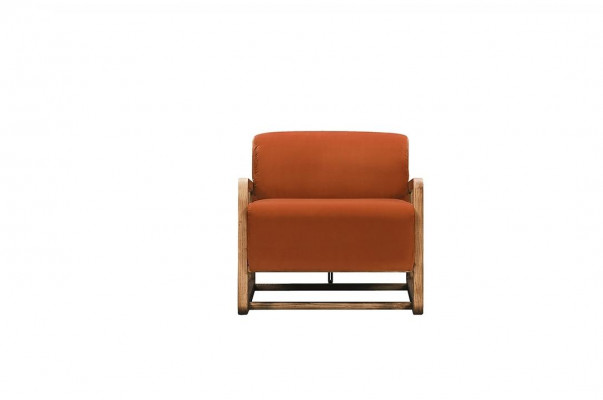 Sesselen Ainzesëtz Sëtz Orange Holz Wunnzëmmer Relaxsessel Design