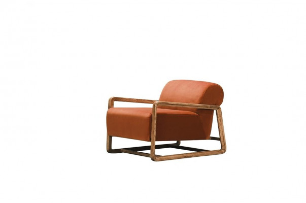 Sesselen Ainzesëtz Sëtz Orange Holz Wunnzëmmer Relaxsessel Design