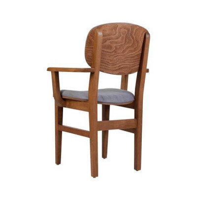 Grau Braun Holzstull Designer Stüller Luxus Iesszëmmer Armleenstull