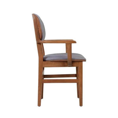Grau Braun Holzstull Designer Stüller Luxus Iesszëmmer Armleenstull