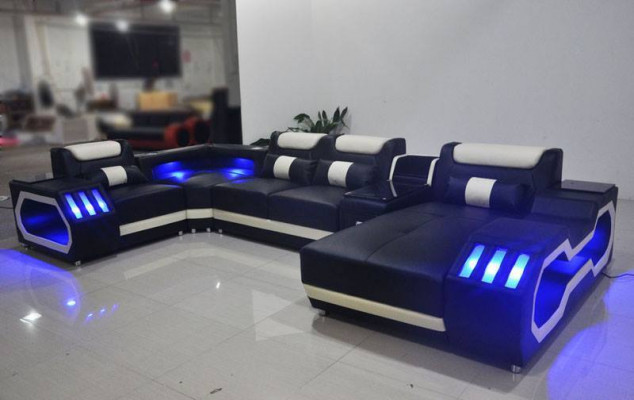 Lieder Wunnlandschaft Eckcouch Designer Canapé Liederkanapé Canapé - USB - SOUND BOXEN