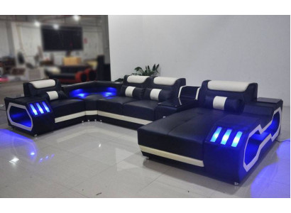 Lieder Wunnlandschaft Eckcouch Designer Canapé Liederkanapé Canapé - USB - SOUND BOXEN