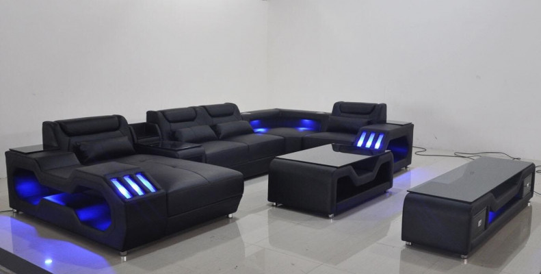 Lieder Wunnlandschaft Eckcouch Designer Canapé Liederkanapé Canapé - USB - SOUND BOXEN