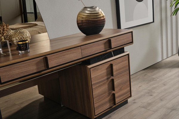 Schlofzëmmer Bett 2x Nuetsdësch Design Komplett Set Better brong 5tlg