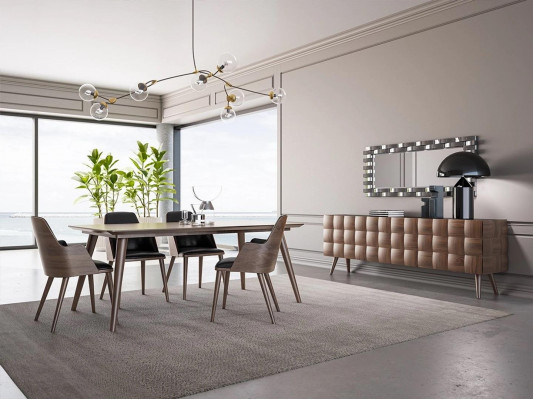 Komplett Set 7tlg Iesssall Iessdësch Neit 4x Still Luxus Sideboard mat Spigel