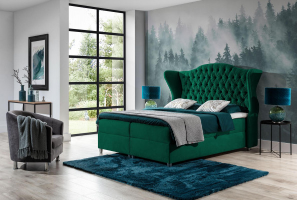 Chesterfield Boxspring Better Hotel Bett Schlofzëmmer Samt Samt Luxus Miwwelen