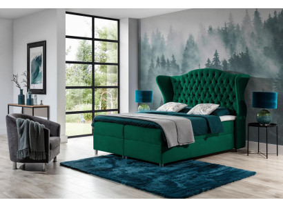 Chesterfield Boxspring Better Hotel Bett Schlofzëmmer Samt Samt Luxus Miwwelen