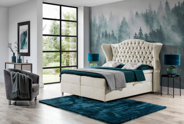 Chesterfield Boxspring Better Hotel Bett Schlofzëmmer Samt Samt Luxus Miwwelen