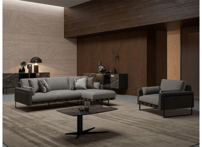 Wunnzëmmer Designer Ecksofa L-Form Still Luxus Dësch Ariichtung