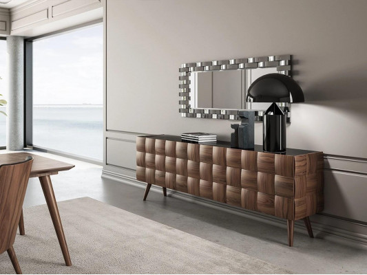 Komplett Set 7tlg Iesssall Iessdësch Neit 4x Still Luxus Sideboard mat Spigel