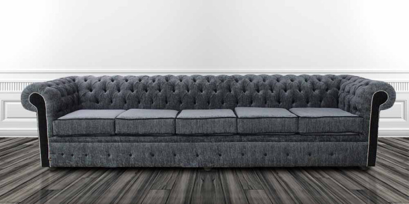 Chesterfield 5 Sëtz Klassesch Luxus Barock Rokoko Sofa Couch Textil Lieder