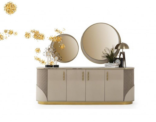 Buffet 2x Spigel Wunnzëmmer Design Luxus Miwwelen Konsole Lowboard Beige