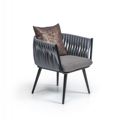 Groue Sëtzstull Neit Miwwel Iesszëmmer Designer Stull mat Armleef.