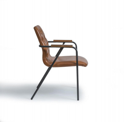 Designer Stull mat Armleef Braun Iesszëmmerstull Luxus Miwwelen Neit Design