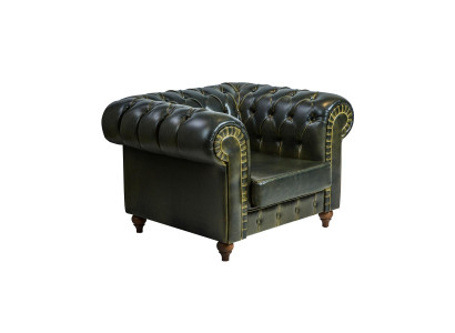 Chesterfield Fauteuil Gréng Modern Design Sëtz Nei Ariichtung Wunnzëmmer