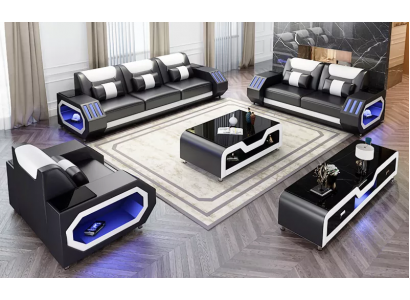 Modern Ledersofa Garnitur Couch Polstersofa Garniture Ledersofa Sideboard Nei