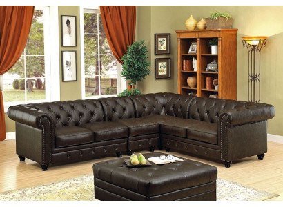 Chesterfield Ecksofa Canapé Couch Ledercouch Polster Eck Canapé Garnitur Design #336