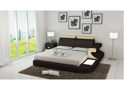 Luxus Bett + Beliichtung Liederbett Better Canapé Grouss Hochzäits gepolstert 140/160/180 Nei