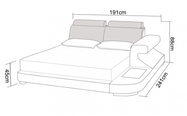 Luxus Bett + Beliichtung Liederbett Better Canapé Grouss Hochzäits gepolstert 140/160/180 Nei