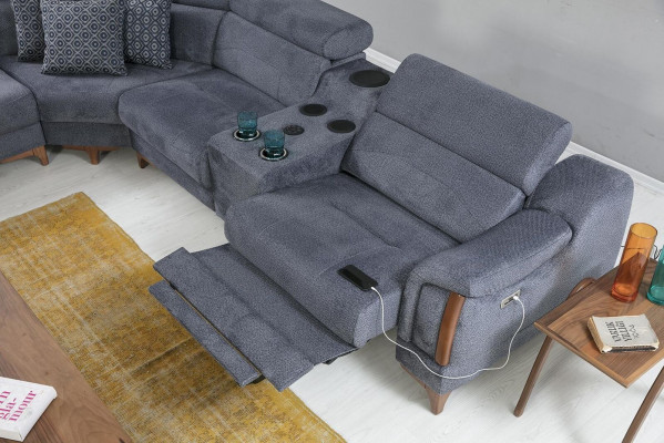 Grou Ecksofa Wunnzëmmer Luxus Sofa L-Form Modern Design Miwwelen Textil