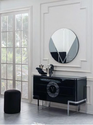 Schwaarz Luxus Kommoud Sideboard Edelstol Féiss Schlofkummer Miwwelen Nei