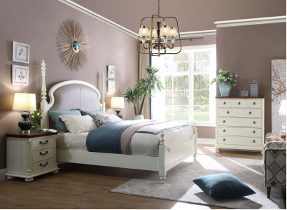 Bett Nuechtvdësch Hocker 4 Deeler Schlofzëmmer Set Design Modern Luxus Better Nei