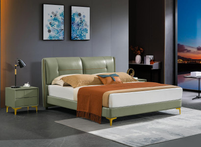 Schlofkummer Set Bett Nuetsdësch Design Modern Luxus Better Lieder 3 Deeler.