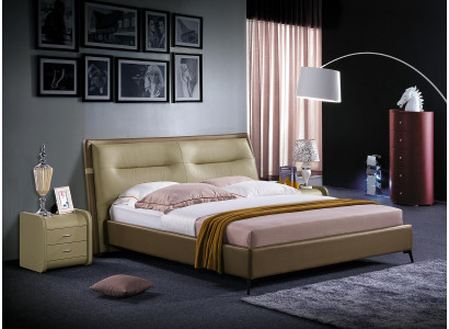 Liederbett Duebelbett Schlofzëmmer Samett Better Bettgestell Nuechtisch 3tlg Set