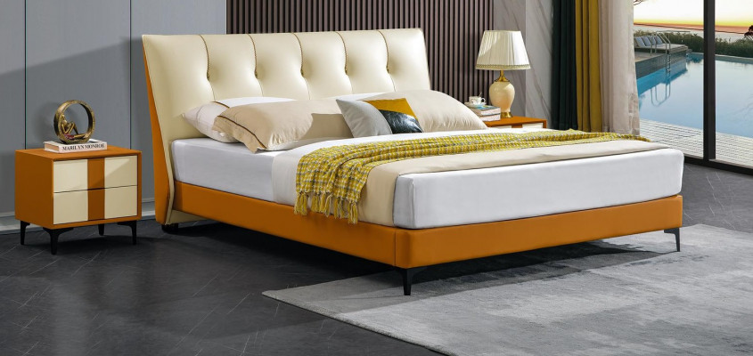Designer Bett Orange Lieder Hotel Kënscht-Lieder Better Duebel Schlofzëmmer
