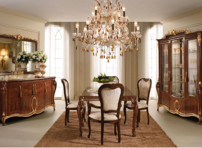 arredoclassic™ Luxus Klass Möbel Iesszëmmer Vitrin Dësch Kommod 8tlg.