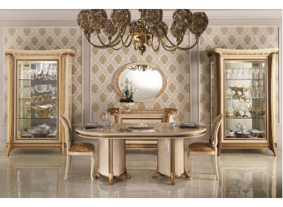 Iessdësch Dësch Miwwel Kommode Vitrin Set 5-tlg. Grupp Design Iesszëmmer Garnitur