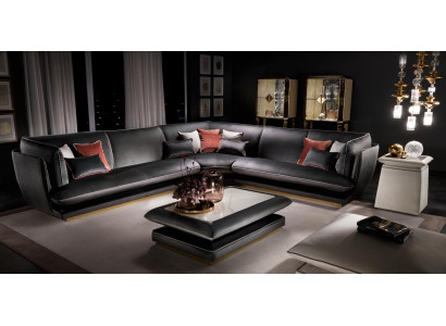 Sofa Couch Luxus Ecksofa Miwwelen Wunnzëmmer Polster Design Textil arredoclassic