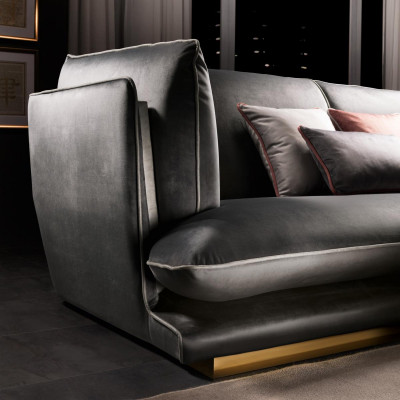 Sofa Couch Luxus Ecksofa Miwwelen Wunnzëmmer Polster Design Textil arredoclassic