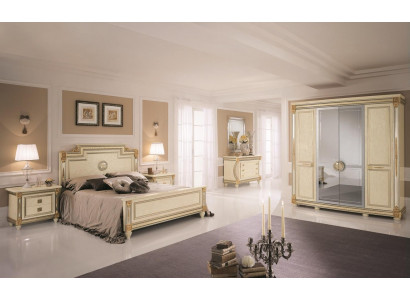 Klassescht Schlofzëmmer Set Nuetsdëscher Bett Stil Holz Bett Italien Miwwelen 6 Stécker