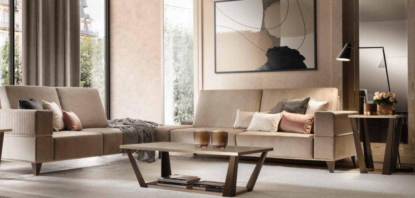 Sofagarnitur 3211 Sëtz Set Design Canapéë Polster Couchen 4stéck Textil Relax Nei