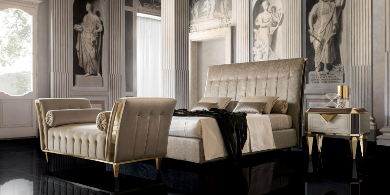 Bett 2x Nuetsdësch Chaiselongue 4 Stéck Schlofzëmmer Set Miwwelen Modern Luxus Better