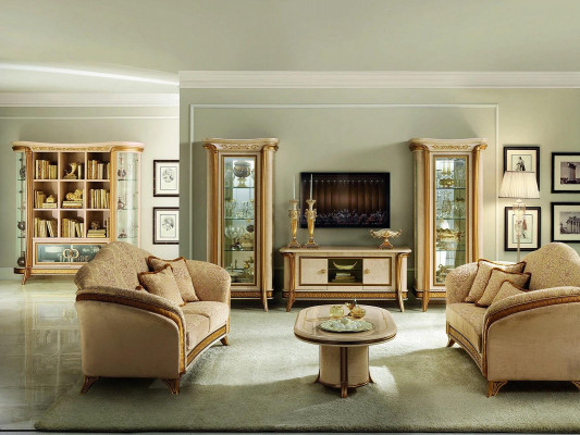 Wunnzëmmer Sideboard 2x Vitrin 3tlg. Wunnwand Miwwel arredoclassic Set Design