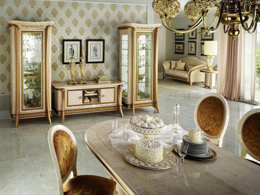 Wunnzëmmer Sideboard 2x Vitrin 3tlg. Wunnwand Miwwel arredoclassic Set Design