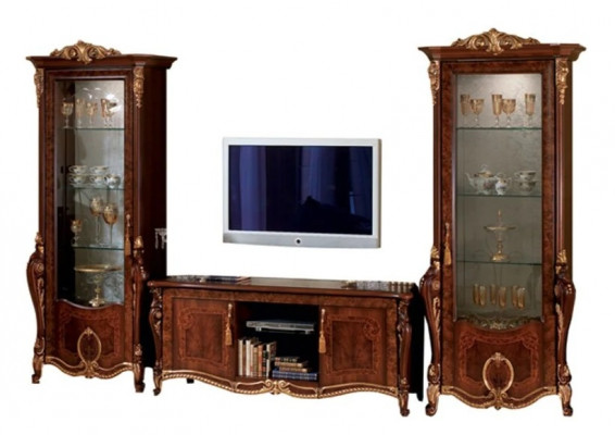Wunnzëmmert-Miwwel Set Designer Wunnzëmmer Sideboard 2x Vitrinn 3tlg. Wunnwand Nei