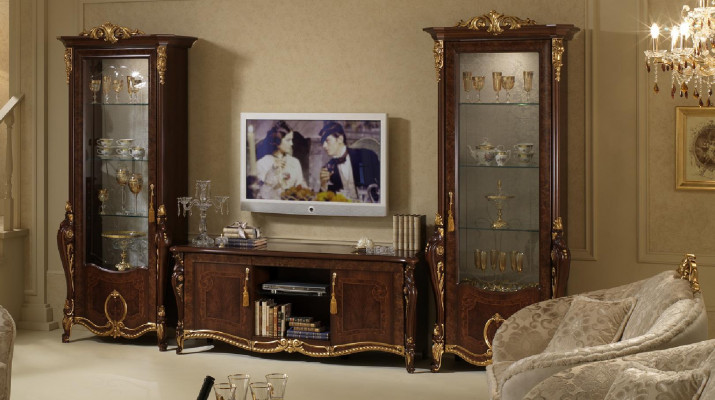 Klassesch Wunnwand Vitrine Kommode Schaf Sideboard Barock Rokoko