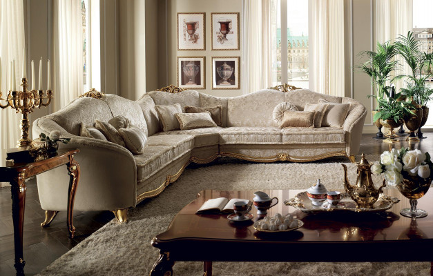 Klassesch Design Canapé Eckcanapé Wunnlandschaft Canapé Polster Sëtz arredoclassic